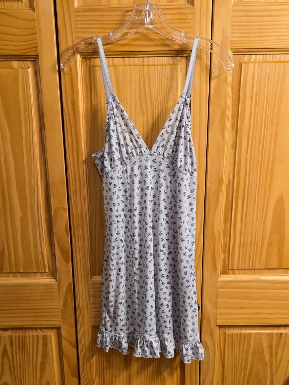 Victoria's Secret Light Blue Floral Lace-Trim Slip